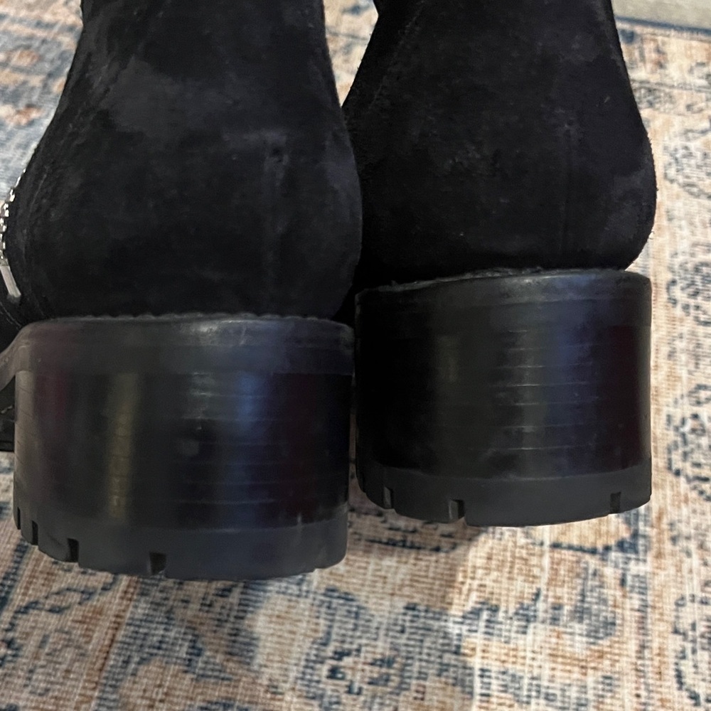 Free Lance Black Suede Boots buckle strap side zipper 40 / 9 1/2 - Picture 12 of 12